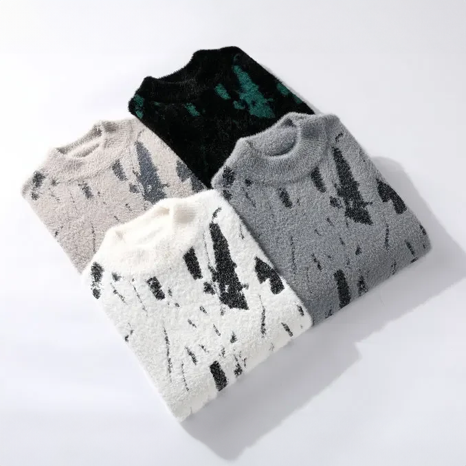 CozyText™ Abstract Mesh Sweater