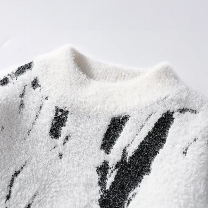 CozyText™ Abstract Mesh Sweater